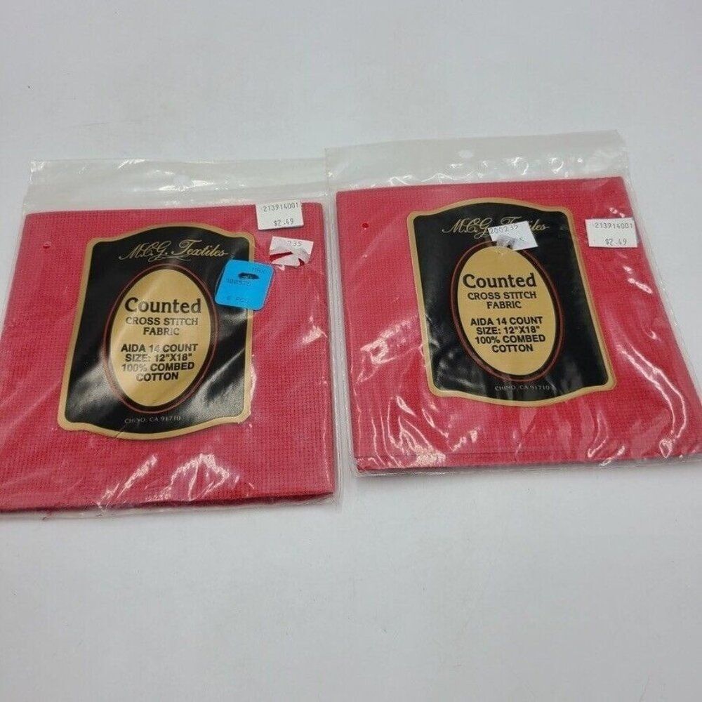 MCG Textiles Aida Cross Stitch Fabric 14 Count Red 12 x 8 New Lot 2